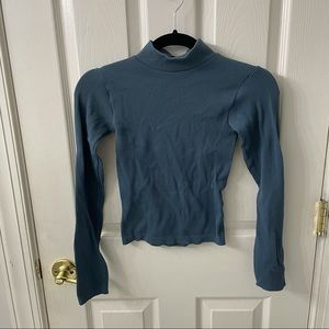 NWT Zara Ribbed Mockneck Top With Open Back